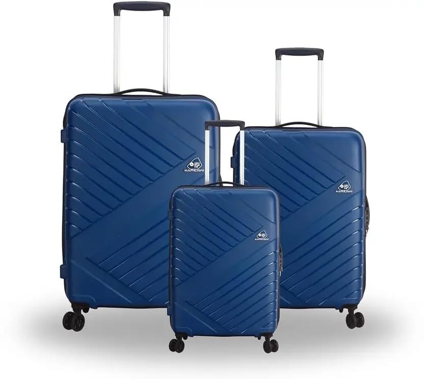 Image of American Tourister Kamiliant -8 Wheel, 3PC Set (Small + Medium + Large) Hard PP Suitcase for Travel /Trolley Bag for Travel /Travel Bag with TSA Lock & Smooth Sliding Double Wheel (Blue)