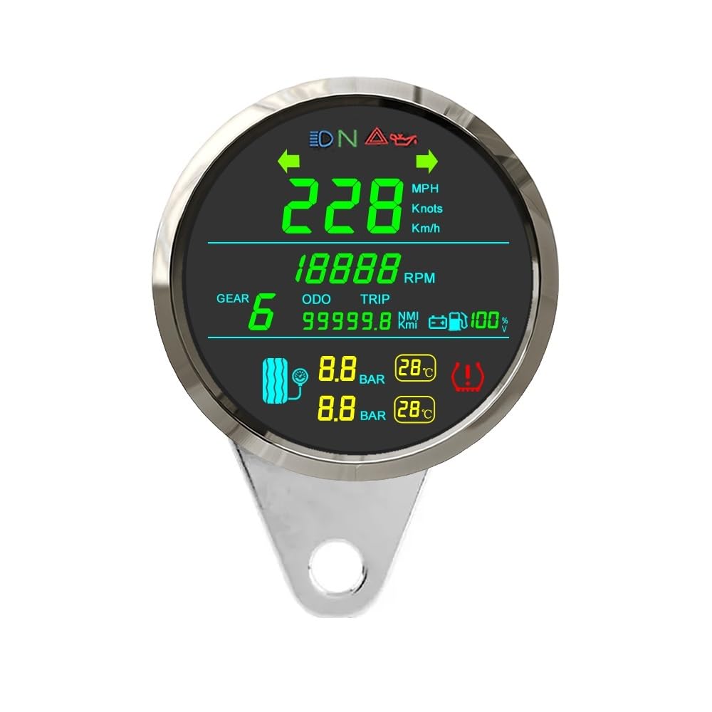 Odómetro Digital Velocímetro GPS para motocicleta odómetro Digital para tablero nivel combustible voltios presión neumáticos medidor engranajes Universal 85mm