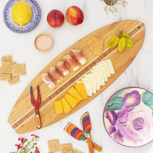 Totally Bamboo Surfboard Shaped Bamboo Wood Cutting Board and Charcuterie Serving Board, 23" x 7-1/2" - Thumbnail 2