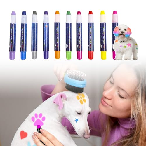 PESSILIN Washable Pet Hair Dye,10 Colors Dog Dye Non Toxic Temporary,Suitable for Boys, Girls, Cats, Dogs, Horses