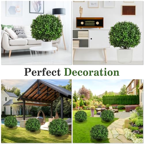 Image of 24 inch Artificial Olive Topiary Ball Tree 2-Pack, UV Resistant Outdoor