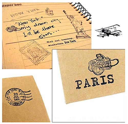 ALIMITOPIA Diary Stamp Set,Wooden Rubber Signet for Children DIY Scrapbooking Planner Card Making(17pcs,Around The World) - Thumbnail 3