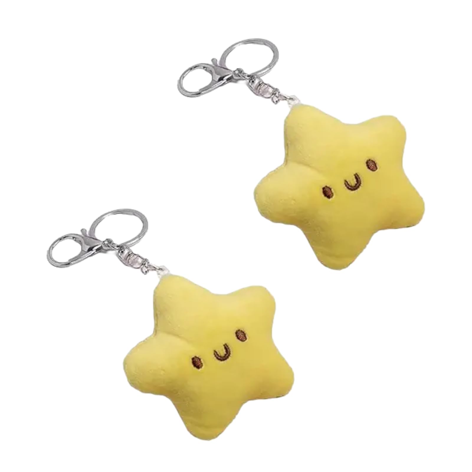 Hdouii Unisex Yellow 2Pcs Star Plush Keychain, Plush Star Keychain Backpack Accessories Doll Pendant Heart Healing In Addition To Serving As Women's Keyrings And Keychains