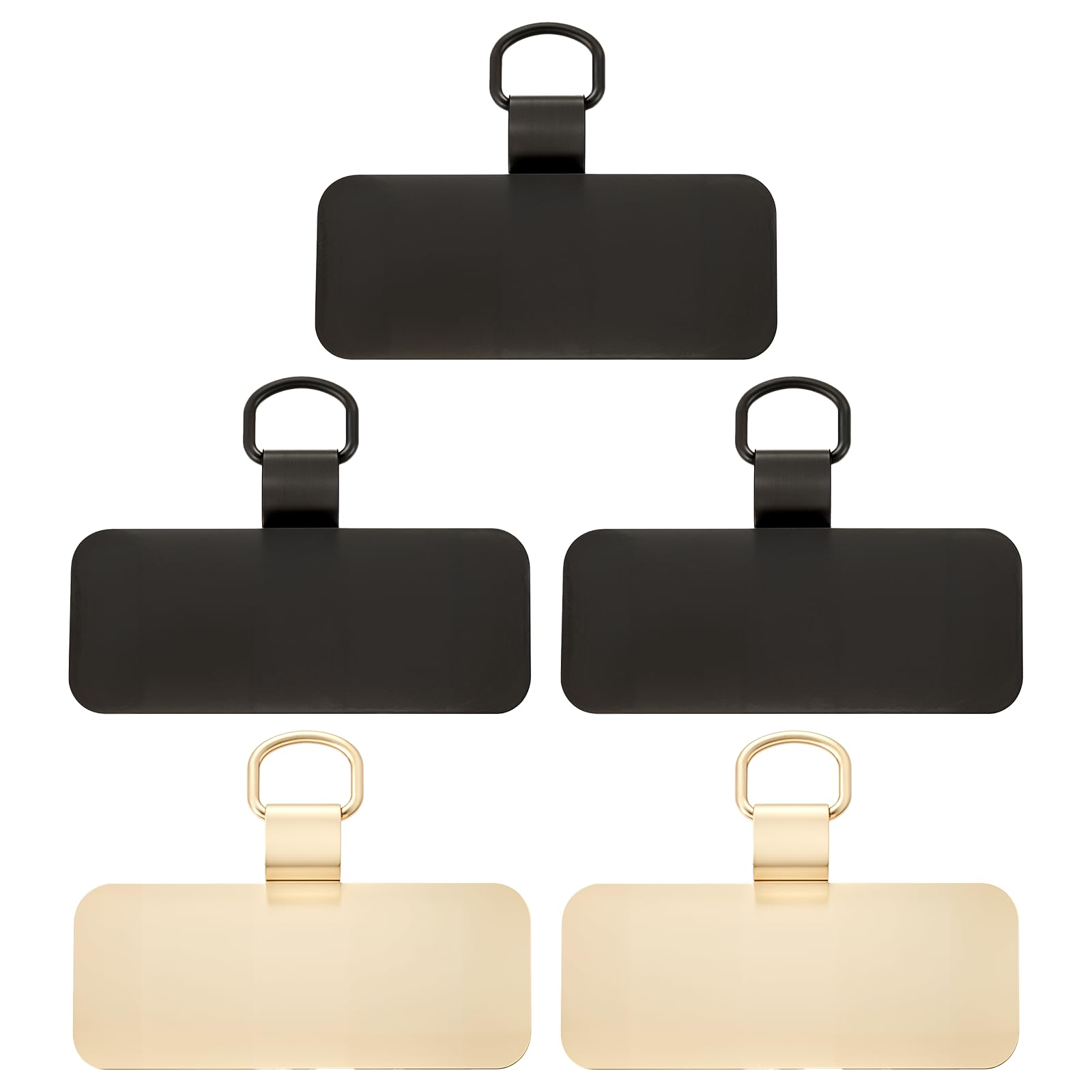 Telooco Metal Phone Lanyard Tab 5Pcs Universal Tether Tab Patches for Phone Lanyard Metal Phone Strap Replacement Part for Cell Phone(3 Black + 2 Gold)