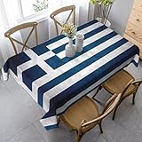 Yizhiyz Tischdecke mit griechischer Flagge, rechteckig, 89 x 140 cm, wasserdicht und schmutzabweisend, verbessert das kulinarische Erlebnis.