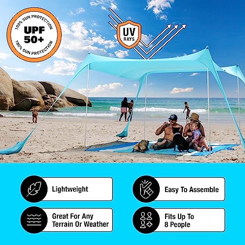 Sun Ninja PL-XL4POLE-NAVY-SUNNINJA Pop Up Beach Tent Sun Shelter Upf50+ thumb #1