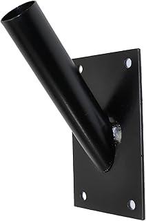 LOGOK2K Cotarba Flag Holder Screw-On Flag Pole Handle Wall Mount Flag Pole Bracket National Flag Decoration Flag Holder Metal Rust Free Strong Black Powder Coating Single, 112 x 73 mm