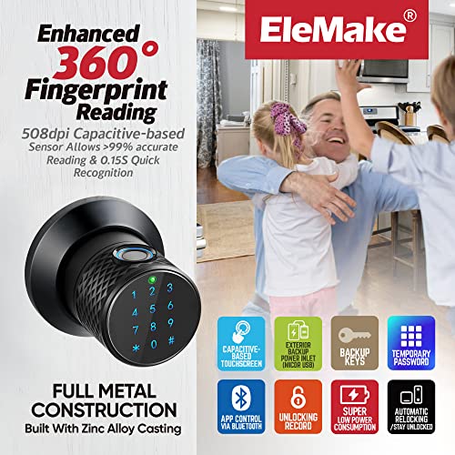 Fingerprint Door Lock Keyless Door Knob - Smart Lock Compatible With Alexa Smart Life Tuya, Electronic Door Knob With Keypad Touchscreen Key Fingerprint, App Via Bluetooth For Airbnb Office Home #TOP1