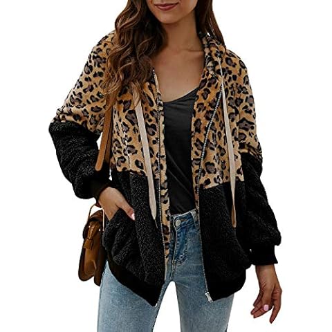 Womens Fleece Zip Up Leopard Jacket Cover