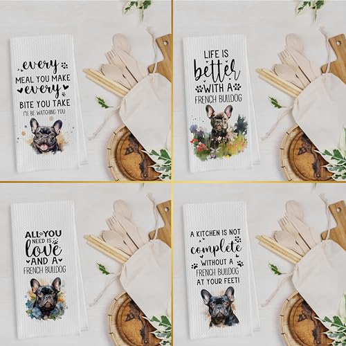 Paños de cocina de bulldog francés contra la humedad: tejido gofre que evita malos olores 4