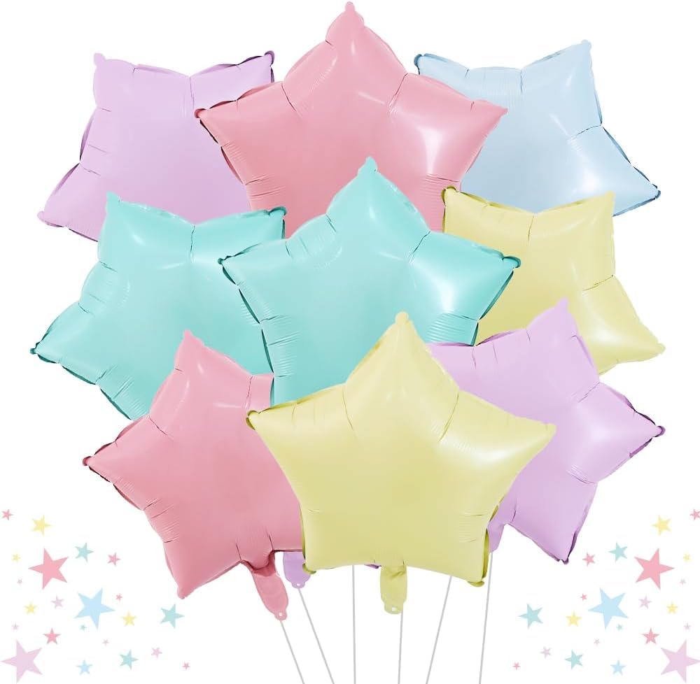 DecoGlee 15Pcs 18 Inch Large 5 Colors Rainbow Star Shape Foil Balloons Big Stars Helium Mylar Ballons for Birthday Wedding Bridal Shower Anniversary Engagement Party Decorations Supplies