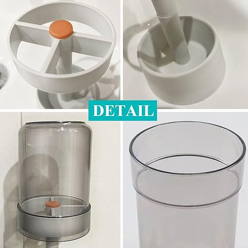 Miniatura 6 de Soporte para cepillos de dientes con tazacubierta contiene 3 ranuras compatible con cepillos de dientes convencionales puede almacenar pasta de