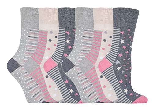 Gentle Grip - calcetines mujer sin goma colores fantasia estampados de algodon tamaño 37-42 eur (GG92 Muted Spot/Stripe)