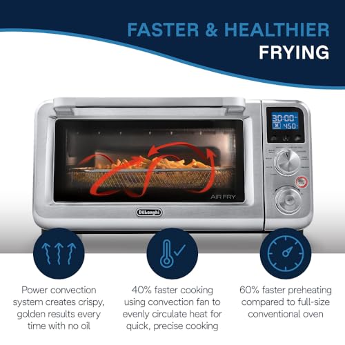 De'Longhi Digital Air Fry Convection Toaster Oven 14L Stainless Steel, Air Fry Oven, 9-in-1, Grills, Broils, Bakes, Roasts, Reheats, Keep Warm, Non-Stick, Scratch-Resistant Interior, 1800-Watts - image 3