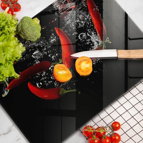 Planche à découper induction Wallfluent en matériau résistant et verre trempé décoratif