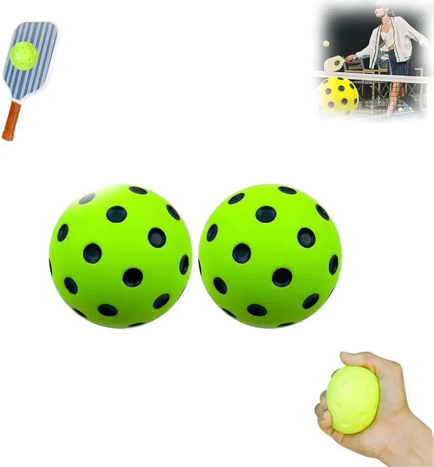 2 pelotas silenciosas de pickleball, pelotas de pickleball de espuma silenciosas para práctica en interiores y exteriores, diseño de alta resistencia, pelota de entrenamiento ligera de espuma de