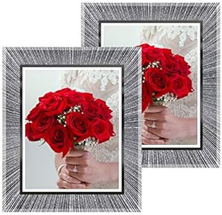 Q.Hou 10x8 Photo Frame Sparkle Glass Photo Frame Set of 2 for Tabletop or Wall Mount (UK-QH-003GL-8X10)