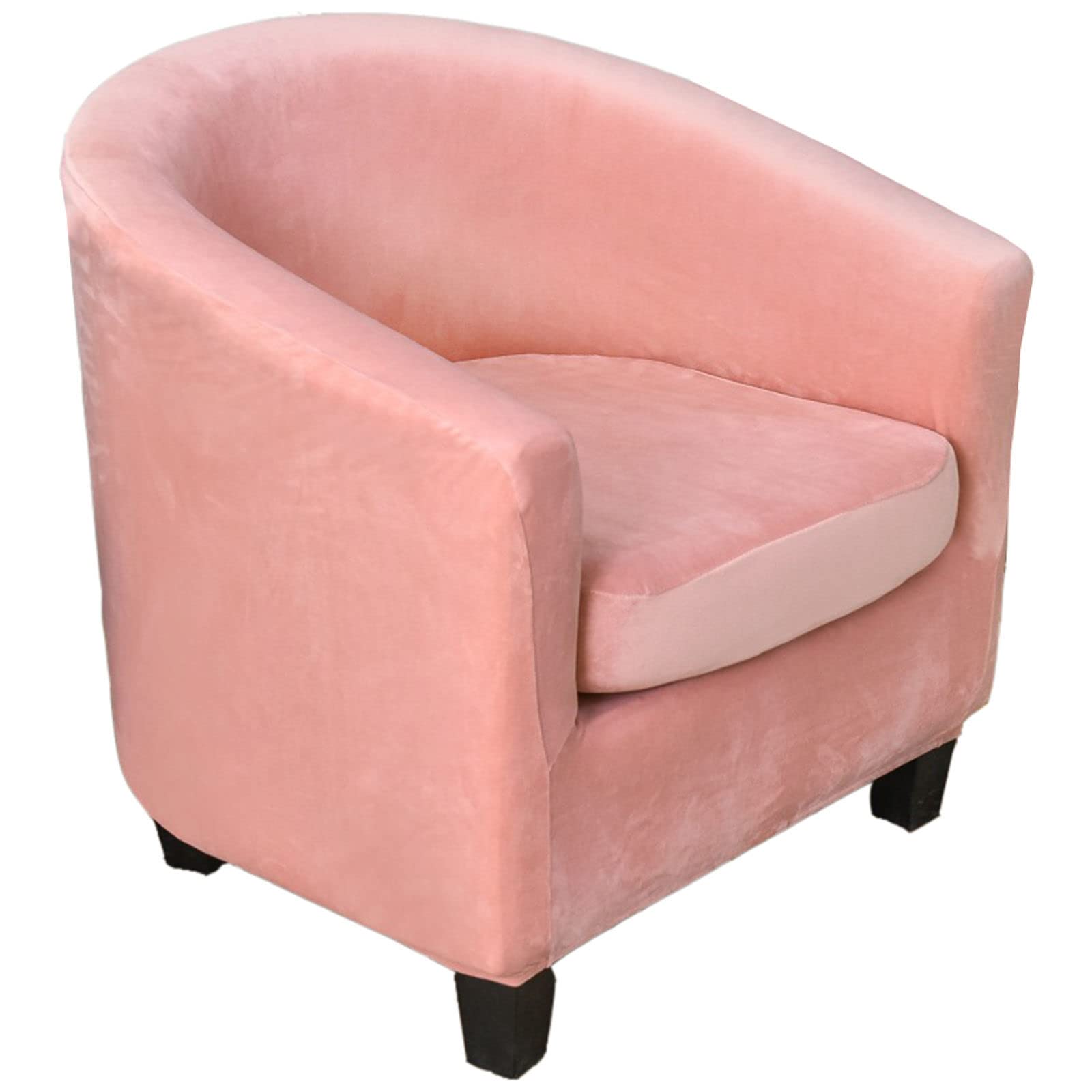 JHLD Velvet Club Chair Slipcover, 2 Pieces Stretch Tub Chair Cover Elastic Tub Chair Slipcover With Elastic Bottom Machine Washable For Living Room-Pink-2 Piece