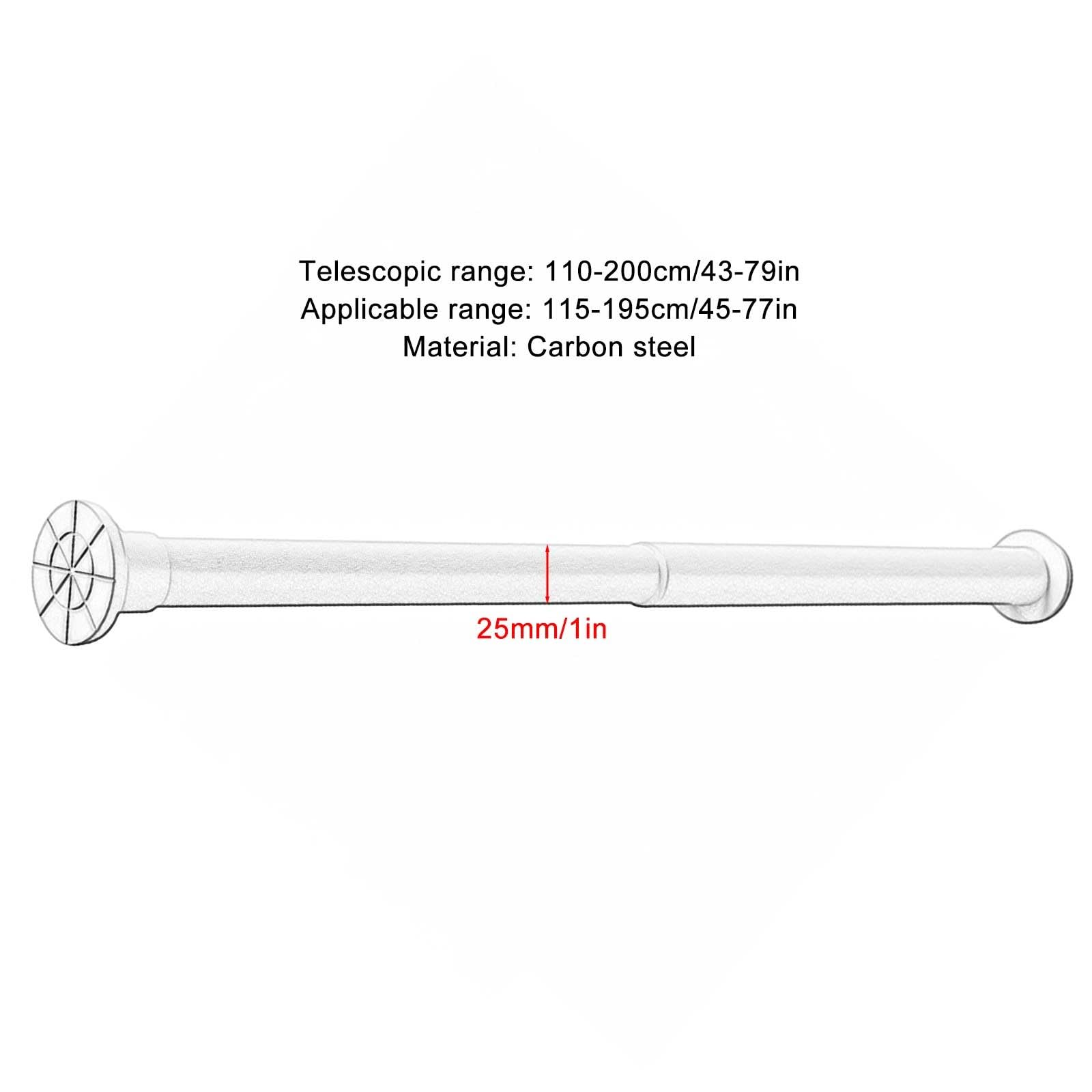Barre Rideau Extensible Sans Perçage de 50 à 260 Cm, Tringle de Douche Diamètre 25 Mm pour la Maison, la Salle de Bain et le Dressing, Antidérapante(Black,110-200cm/43-79in)
