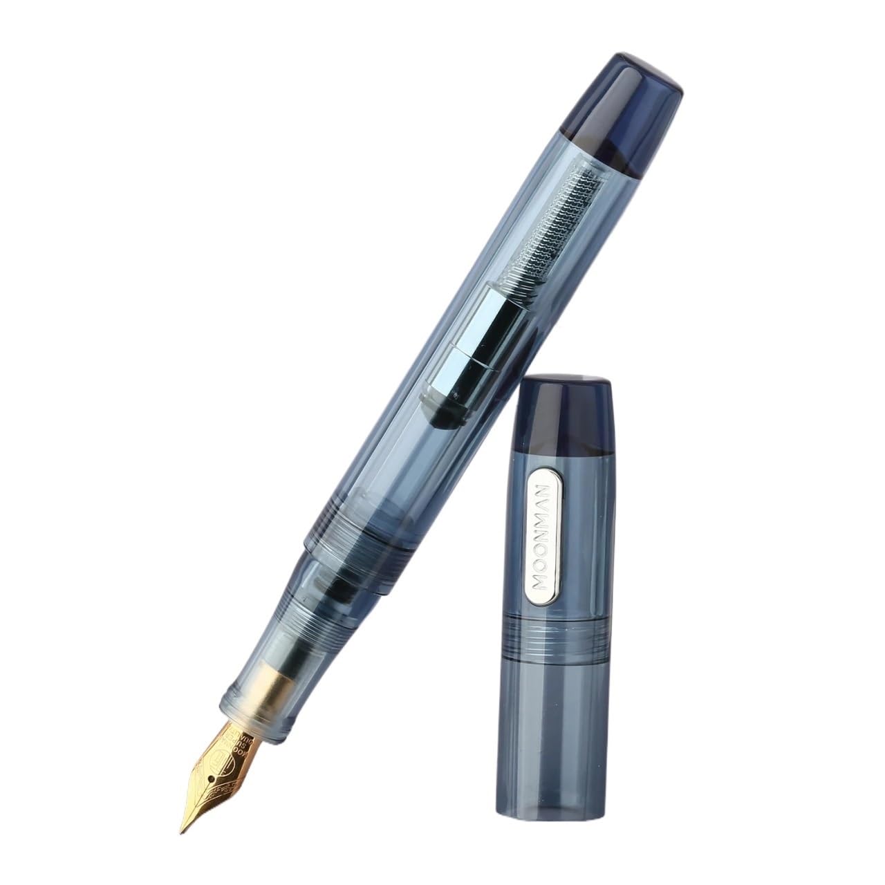 Dropper Pióro wieczne z żywicy, przezroczyste, z konwerterem Iridium, bardzo cienki/drobny zestaw do pisania o dużej pojemności, szare, cienkie, 0,5 mm