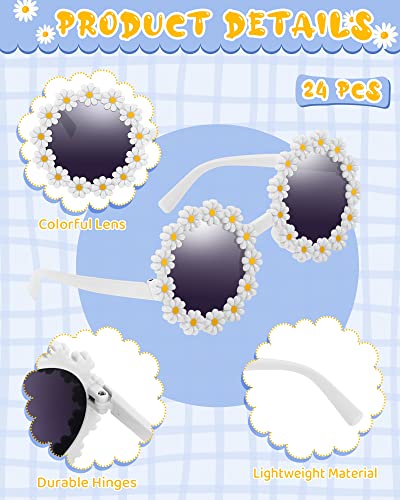 Sumind 24 Pairs Kids Daisy Sunglasses Flower Round Sunglasses for Toddler Child Beach Glasses Cute Eyewear Party Favor3