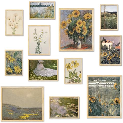Affiche fleur sauvage vintage : lot de 12 peintures botaniques 20x25 cm
