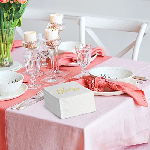 100Pcs White And Gold Napkins Disposable, 3 Ply Wedding Decoration Cocktail Napkins, Party Napkins Bar Napkins, Bachelorette Napkins Engagement Napkins Beverage Napkins #TOP5