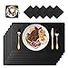 Tischsets Abwaschbar, FemKey 45x30cm Tischset Leder 6er Set, Platzsets Abwaschbar mit Untersetzer, Tisch Untersetzer Set für Hause Küche Restaurant, Platzdeckchen Lederoptik Abwischbar Schwarz
