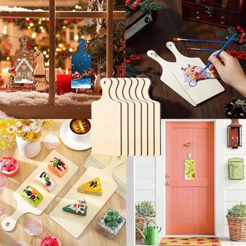8 Piezas Tabla de Cortar de Madera con Mango Cuadrada miniatura 3