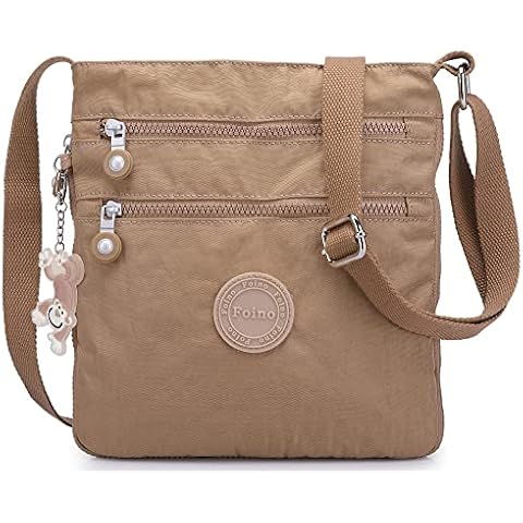 Foino Bolso Bandolera Mujer Nylon y Cuero Genuino Cover