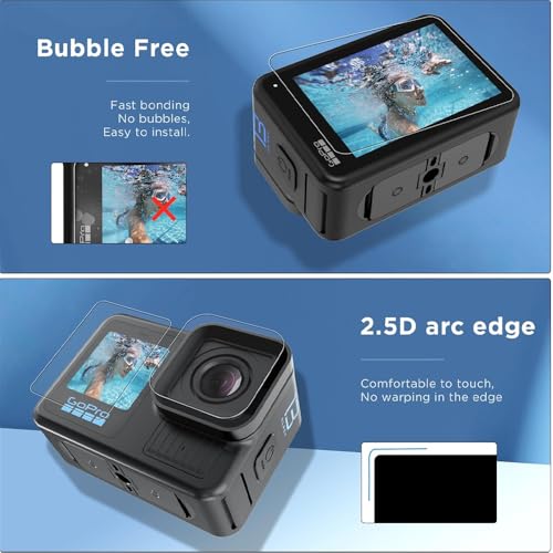 Image of Action Pro Tempered Glass Compatible with GoPro Hero 13 Black Screen Protector Film & Camera Lens Protector, Tempered Glass, High Definition Clear, Case Friendly, Anti-Scratch (Pack of 3)
