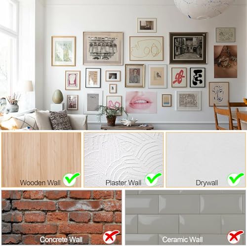 Image of 184 Pieces Picture Hanging Kit, 20lb, 30lb, and 50lb Picture Hangers, Metal Picture Hanging Hooks with Nails, on Drywall, Wooden Wall (Silver) (Pack of 2)