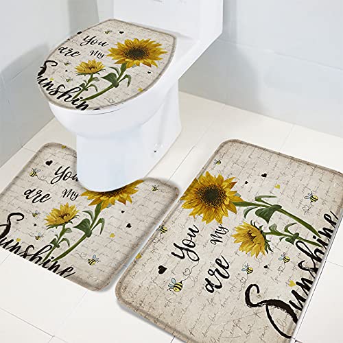 Badezimmerteppich-Sets, 3-teilig, saugfähig, weicher Schwamm, Badematte, rutschfest, waschbar, Badteppich, WC-Vorleger… – Bild 5