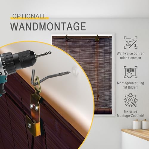 Sol Royal Bambusrollo Sichtschutz Fenster Rollo ohne Bohren mit Klemmfix – Ansicht 5