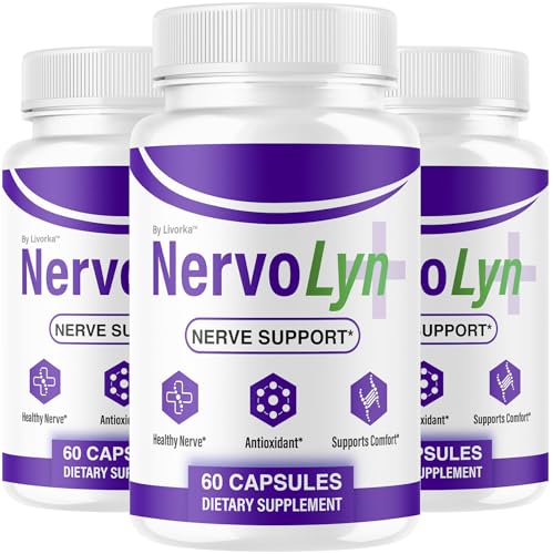 (3 Pack) NervoLyn Capsules - Official Nervo Lyn Advanced Supplement Formula Nerve Health Natural NervoLyn Brain & Memory Focus Vitamins Suppor for Overal Health & Wellness 180 Capsules for 3 Months