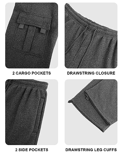 Image of Men's Cargo Sweatpants Casual Fleece Joggers Loose Fit Open Bottom Athletic Pants for Men with Pockets