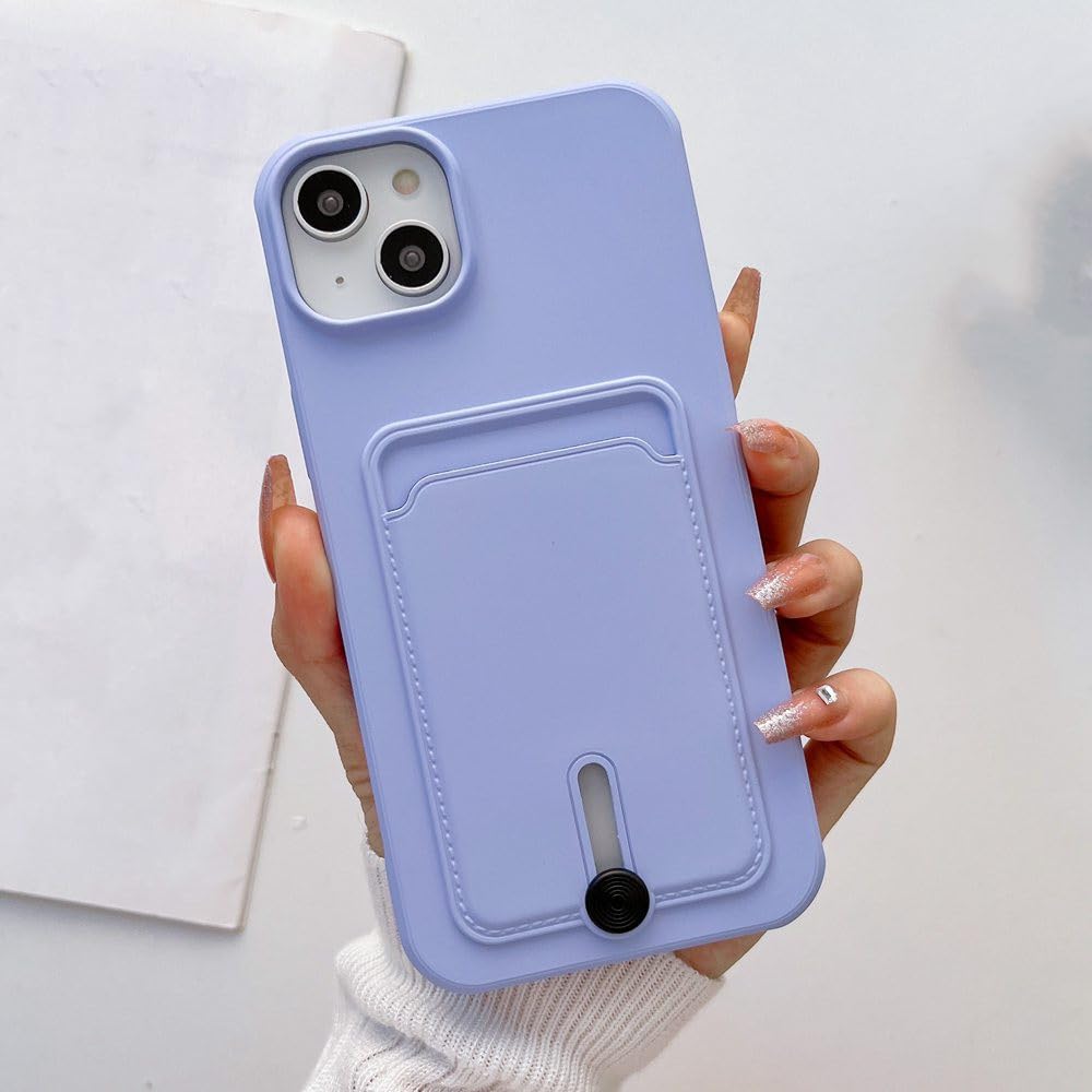 Coque iPhone 12 Pro Max silicone liquide violette avec porte-carte - 6