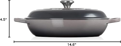 Miniatura 8 de Le Creuset Signature Cacerola de hierro fundido esmaltado, 5 cuartos de galón, color gris oscuro (Oyster)
