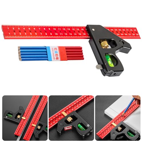 Carré combiné du menuisier 300 mm équipé de poignée à niveaux pour repère - 3