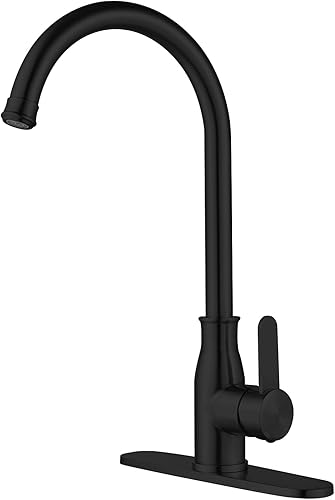 Miniatura 7 de Kohonby Grifo de cocina de oro cepillado, moderno de alta arco, grifo de fregadero de cocina de acero inoxidable comercial, un agujero con cubierta