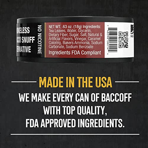 5 Cans, BaccOff Classic Straight Pouches, Premium Tobacco Free, Nicotine Free Snuff Alternative
