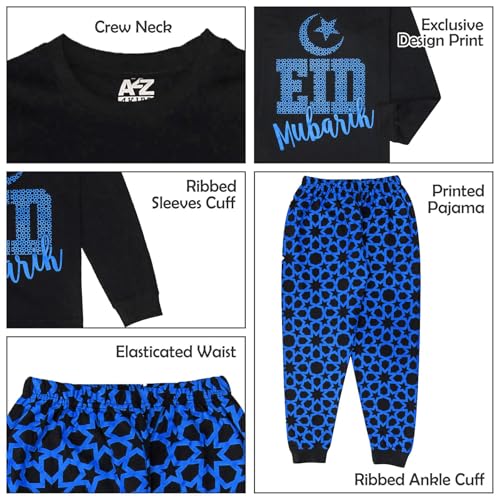 Pyjamas Eid pour soirée pyjama en coton noir style décontracté