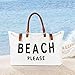 Lamyba Beach Bags Waterproof Sandproof, Extra Large Beach Bag Tote for Women with Vegan Leather, Packable Foldable Travel Totes for Summer Vacation, White