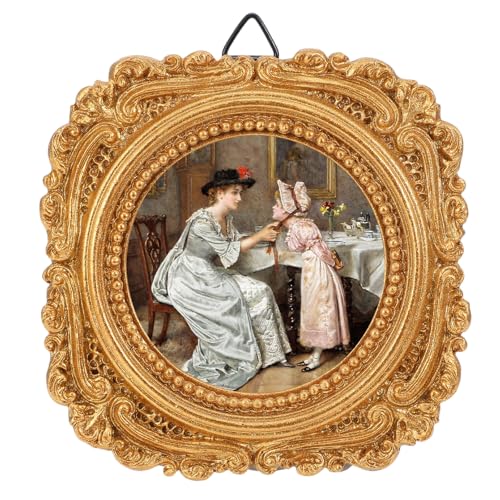 Antique Ornate Small Picture Frames, 2.4 X 2.4 Vintage Picture Frames Gold Vintage Frames With Hooks and Easel Stand Mini Vintages Frames Victorian Decor for Gallery Wall and Tabletop