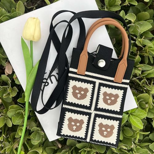 Image of GREECHO Cute Canvas Mini Bag Collection, Floral and Heart Pattern Crossbody Purse with Adjustable Strap, Decorative Mobile Phone Holder for Women and Girls (Multi Color)