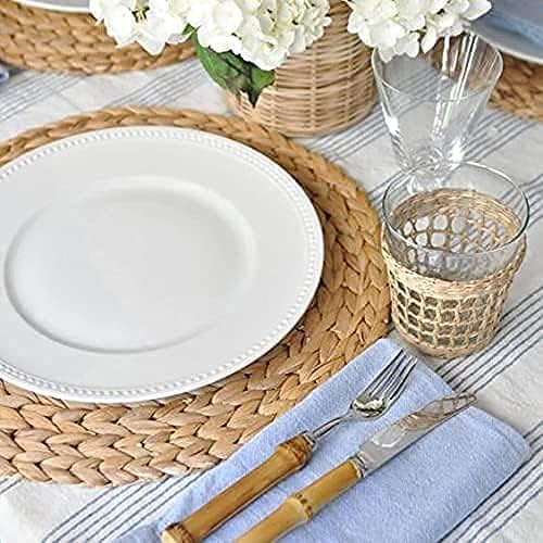 Miniatura 6 de TTS For Home - Paquete de 4 manteles individuales redondos tejidos de 11.7 pulgadas de diámetro para mesa de comedor - Manteles individuales de