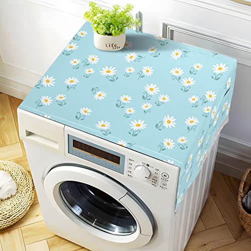 Bee Sweet Honey Pattern Hive Washer Dryer Cover, Washing Machine Refrigerator Dustproof Protective Covers with Lace Storage Pockets for Top Load Machine, 51.2 x 22 inches