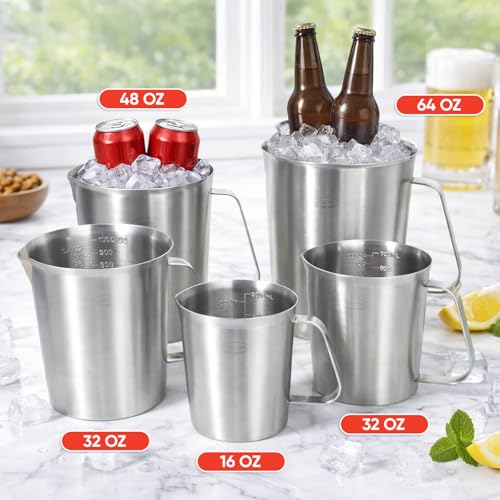 Image of Newness Stainless Steel Measuring Cup, Metal Measuring Cup with Handle (Upgraded, 3 Marking Including Cup /ML /Ounce Scale), 16 Ounces (0.5 Liter, 2 Cup)