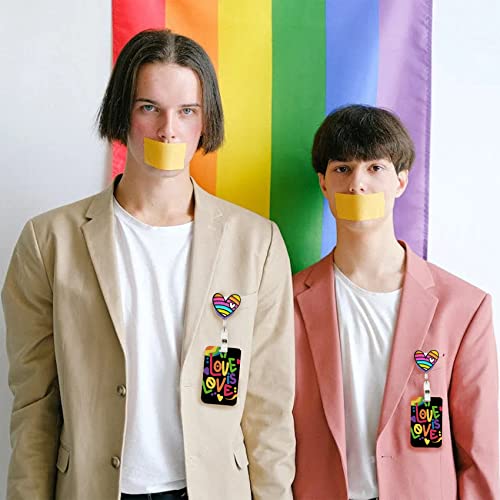 Id Badge Holder With Lanyard Retractable Badge Reel Clip, Love Heart Id Protector Love Is Love With Detachable Rainbow Neck Lanyard Strap, Suitable For Women Men Kids Doctor Teacher Students Employees #TOP4