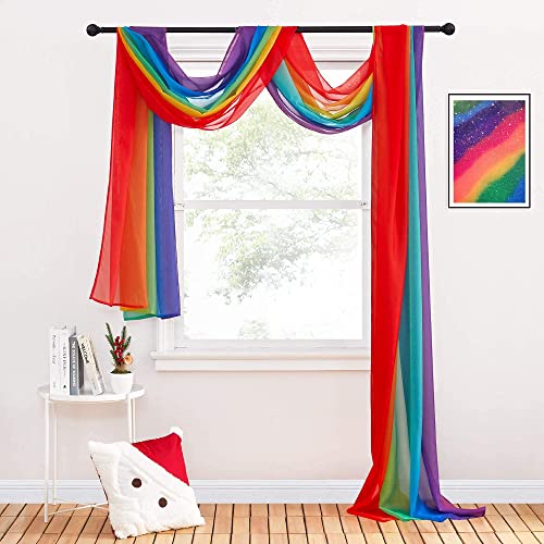 PONY DANCE Tende Mantovane per Matrimonio Finestre Voile Decorative per Casa Sottile Moderna Tenda Soggiorno Salone Camera 1 Pannello 152x548 cm, Arcobaleno